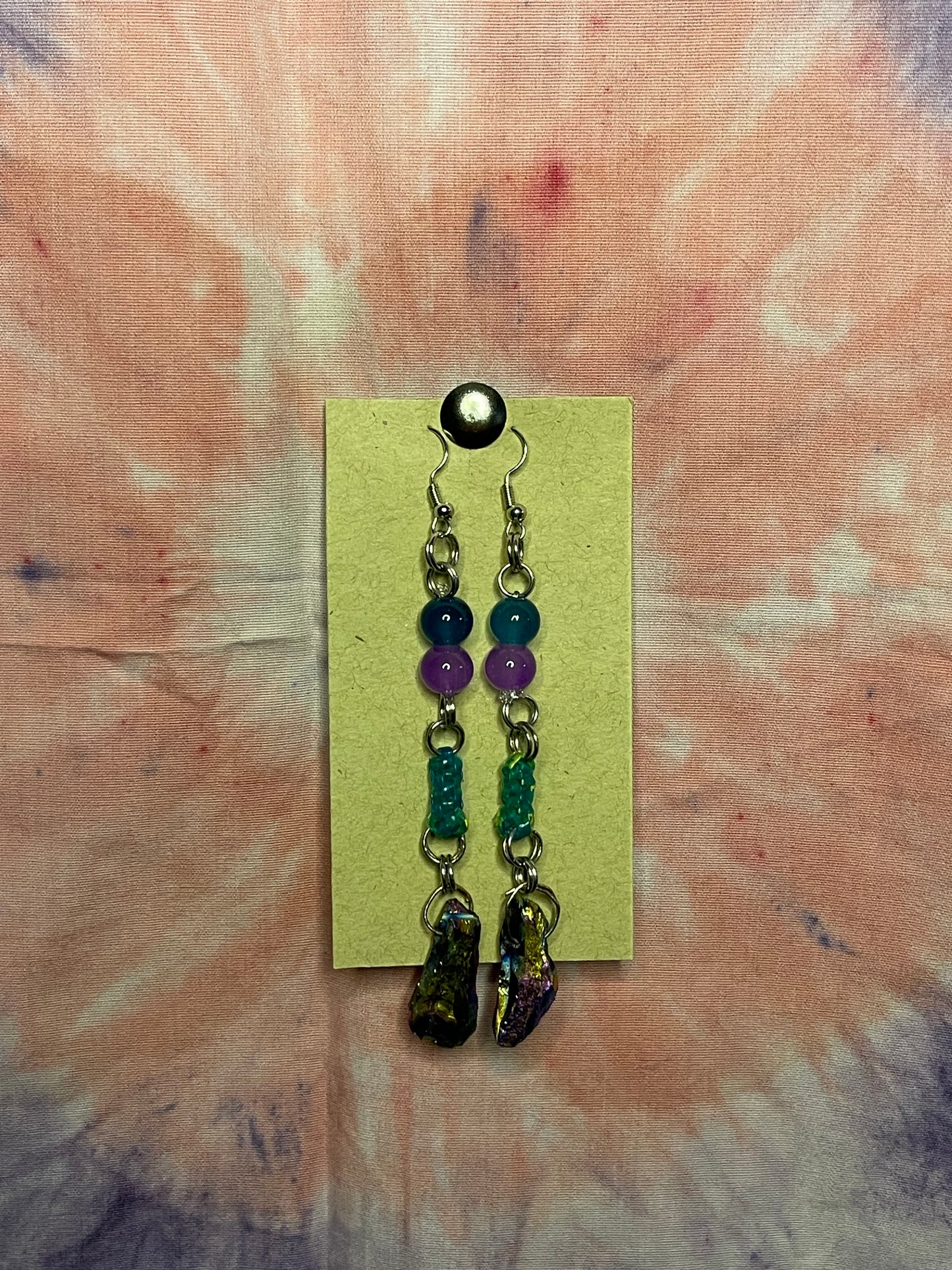 BLUE RAINBOW ROCK COLLECTION: Beaded Boondoggle Rock Earrings