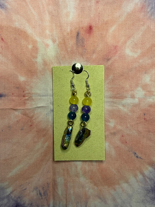 BLUE RAINBOW ROCK COLLECTION: Beaded Blue Rock Earrings